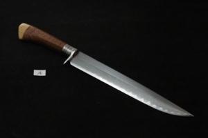 Yoshihiko Akitomo Damascus Midaremontan Yoroidoshi  hunting kinfe270㎜・Double  Bevel (A)