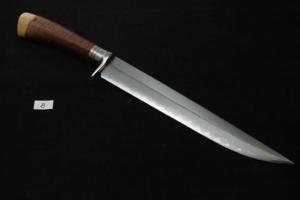 Yoshihiko Akitomo Damascus Midaremontan Yoroidoshi  hunting kinfe270㎜・Double  Bevel (B)